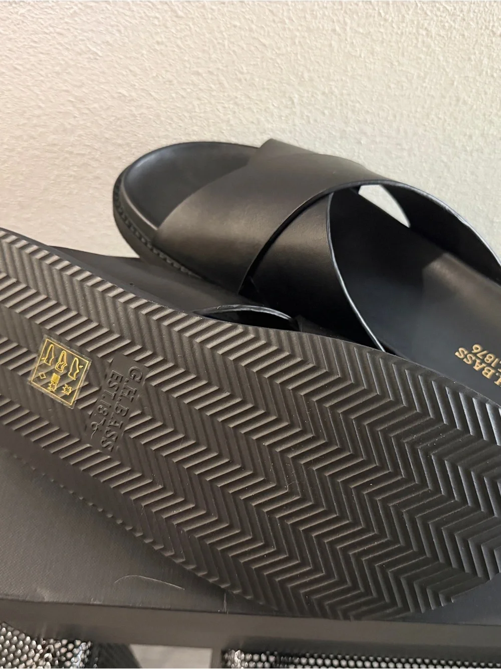 G.H. Bass & Co. Black Leather Slide Sandals